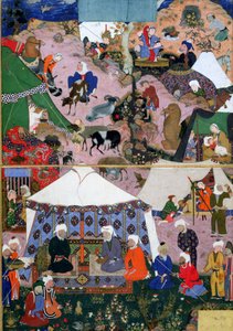 Nomád tábor, Nizami khamszából (kvintett), Tabriz, Kelet-Azerbajdzsán, Perzsa, Szafavida-dinasztia, 1539-43 (átlátszatlan wc és arany papíron) alkotó: Mir SayyidAli attr. to Mir SayyidAli attr. to